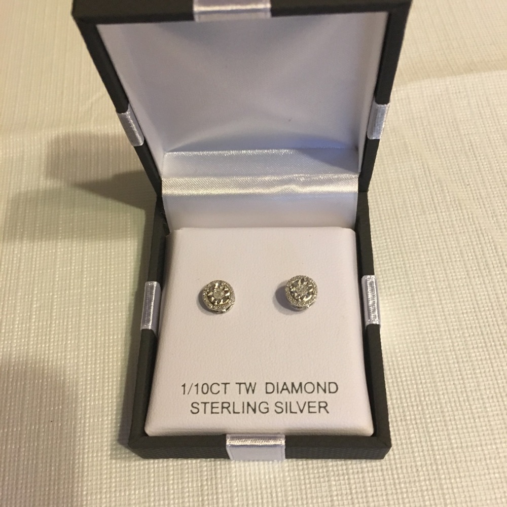 Sterling silver diamond earrings